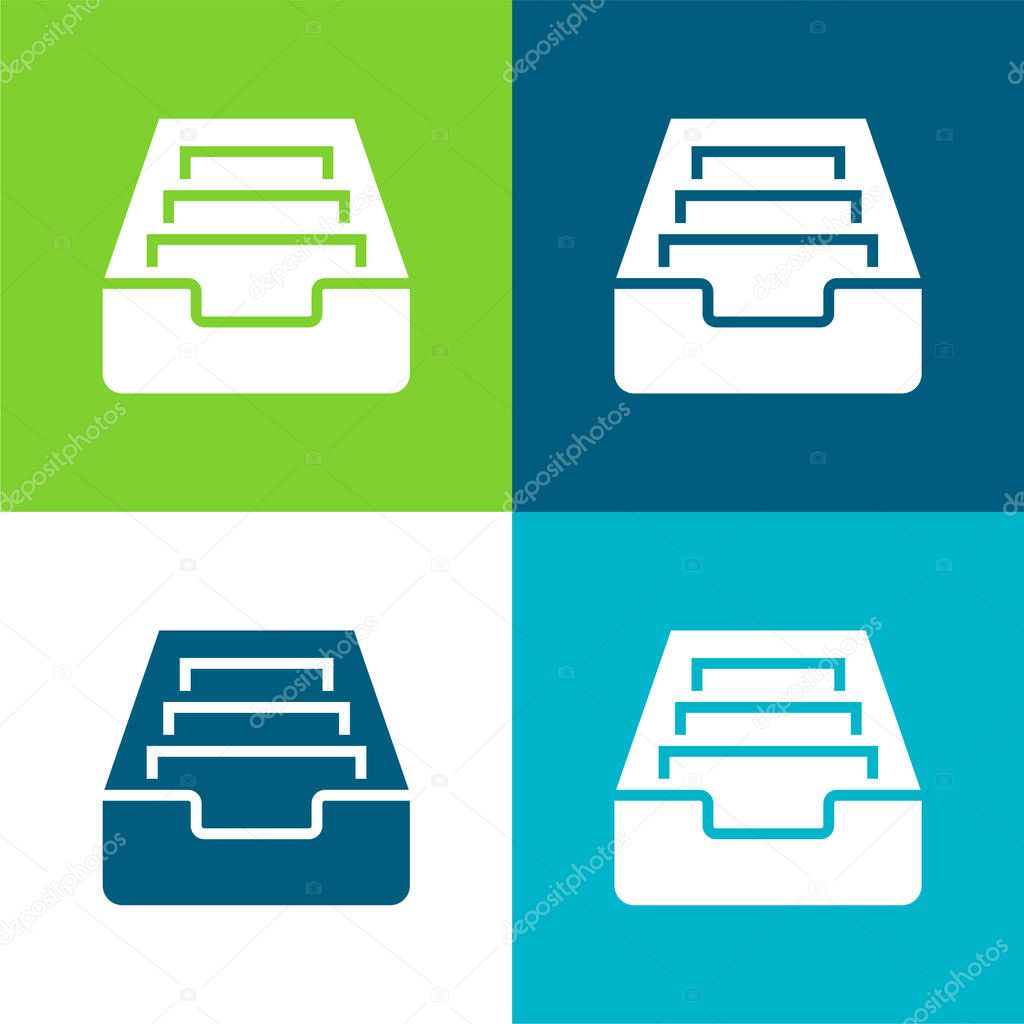 Archive Flat four color minimal icon set