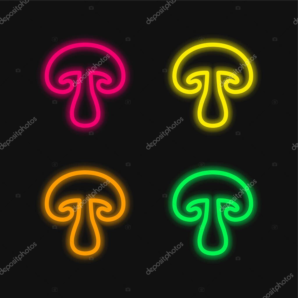 Big Mushroom four color glowing neon vector icon