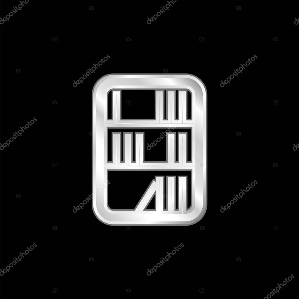 Books In A Library silver plated metallic icon