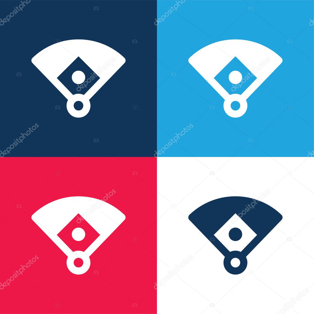 Baseball Diamond blue and red four color minimal icon set