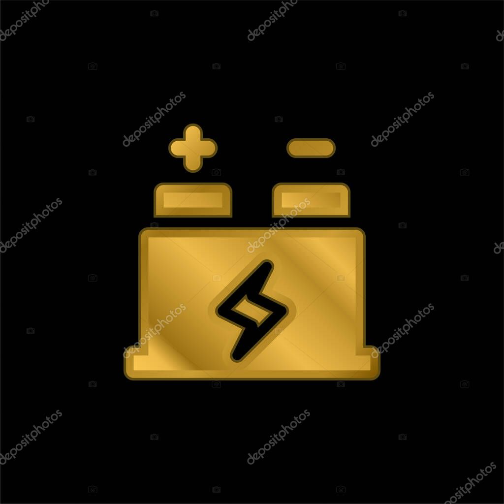Battery gold plated metalic icon or logo vector