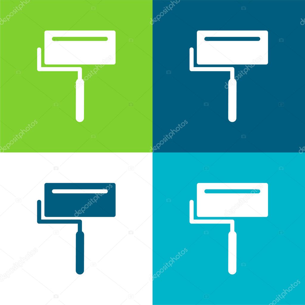 Big Paint Roller With Shine Flat four color minimal icon set