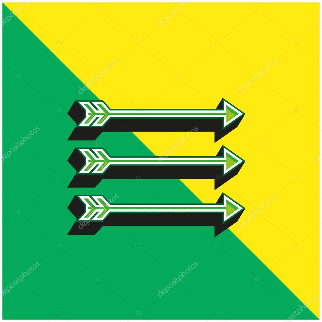 Arrows Green and yellow modern 3d vector icon logo