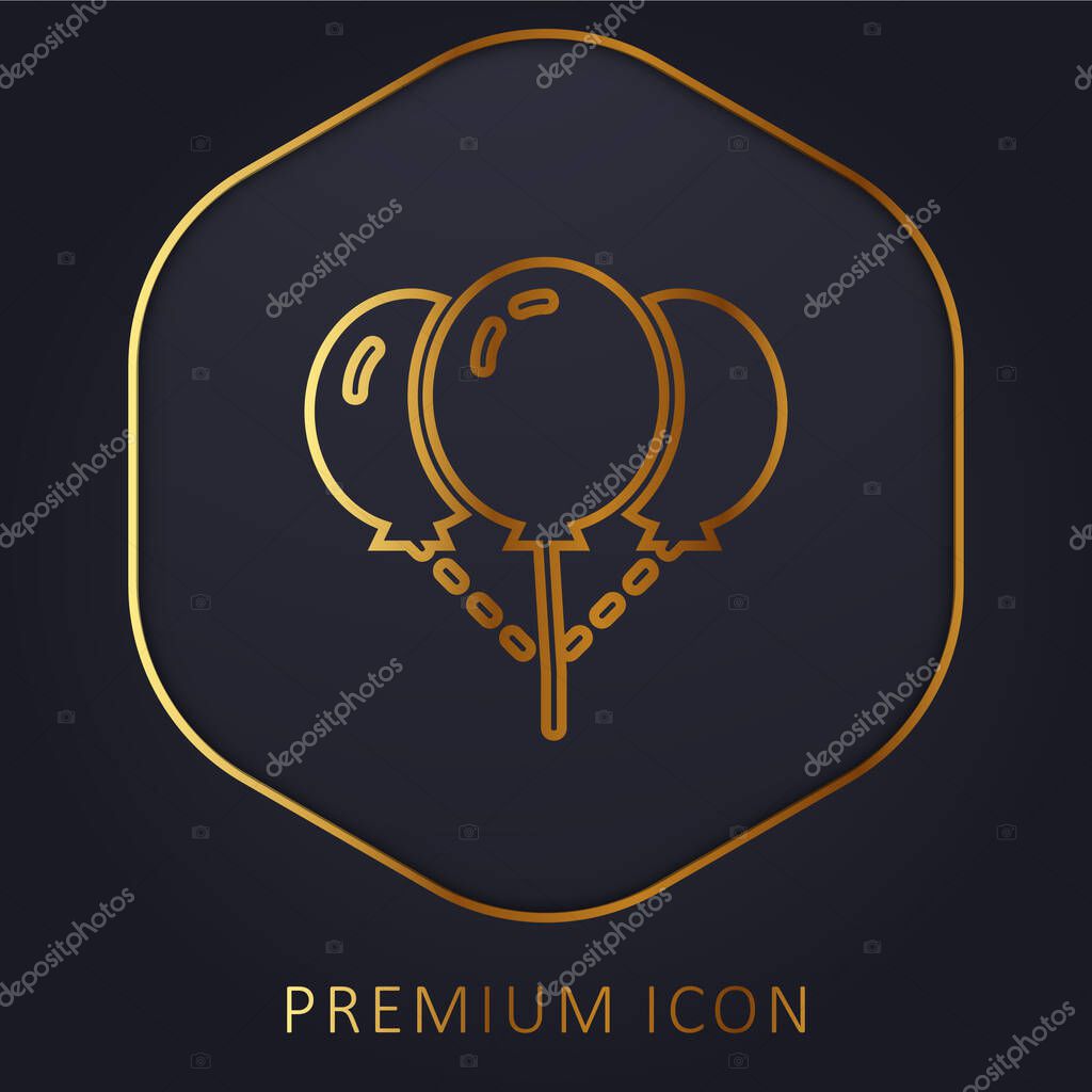 Balloons golden line premium logo or icon