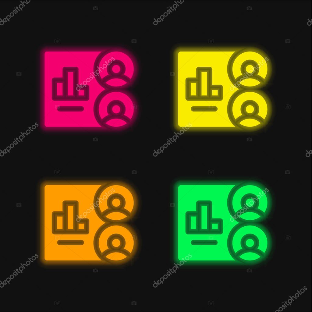 Audience four color glowing neon vector icon