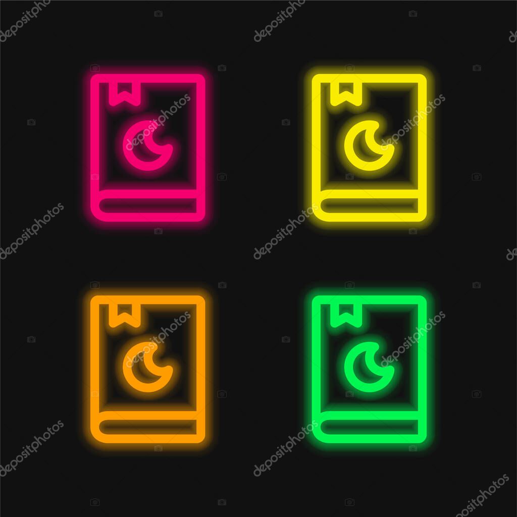Baby Book four color glowing neon vector icon