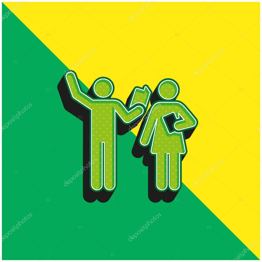 Acting Class Green and yellow modern 3d vector icon logo