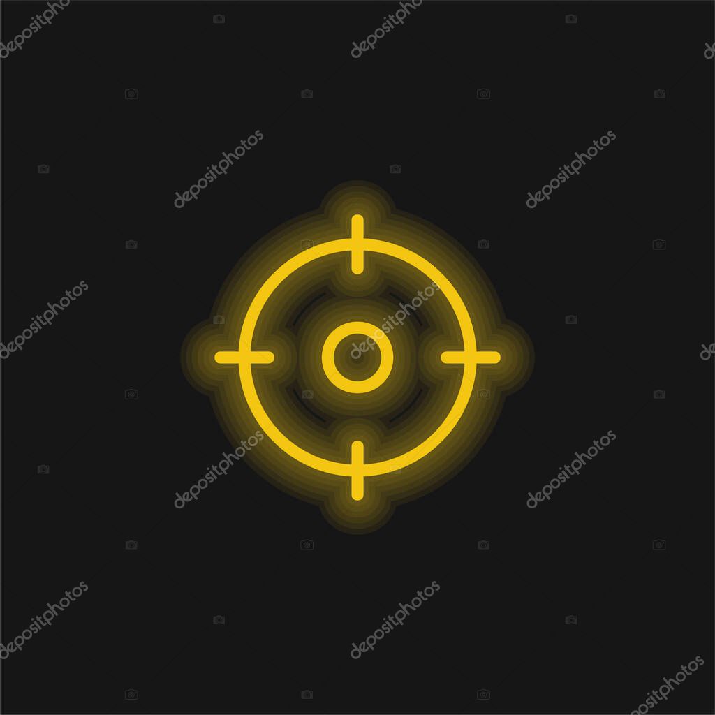 Aim yellow glowing neon icon