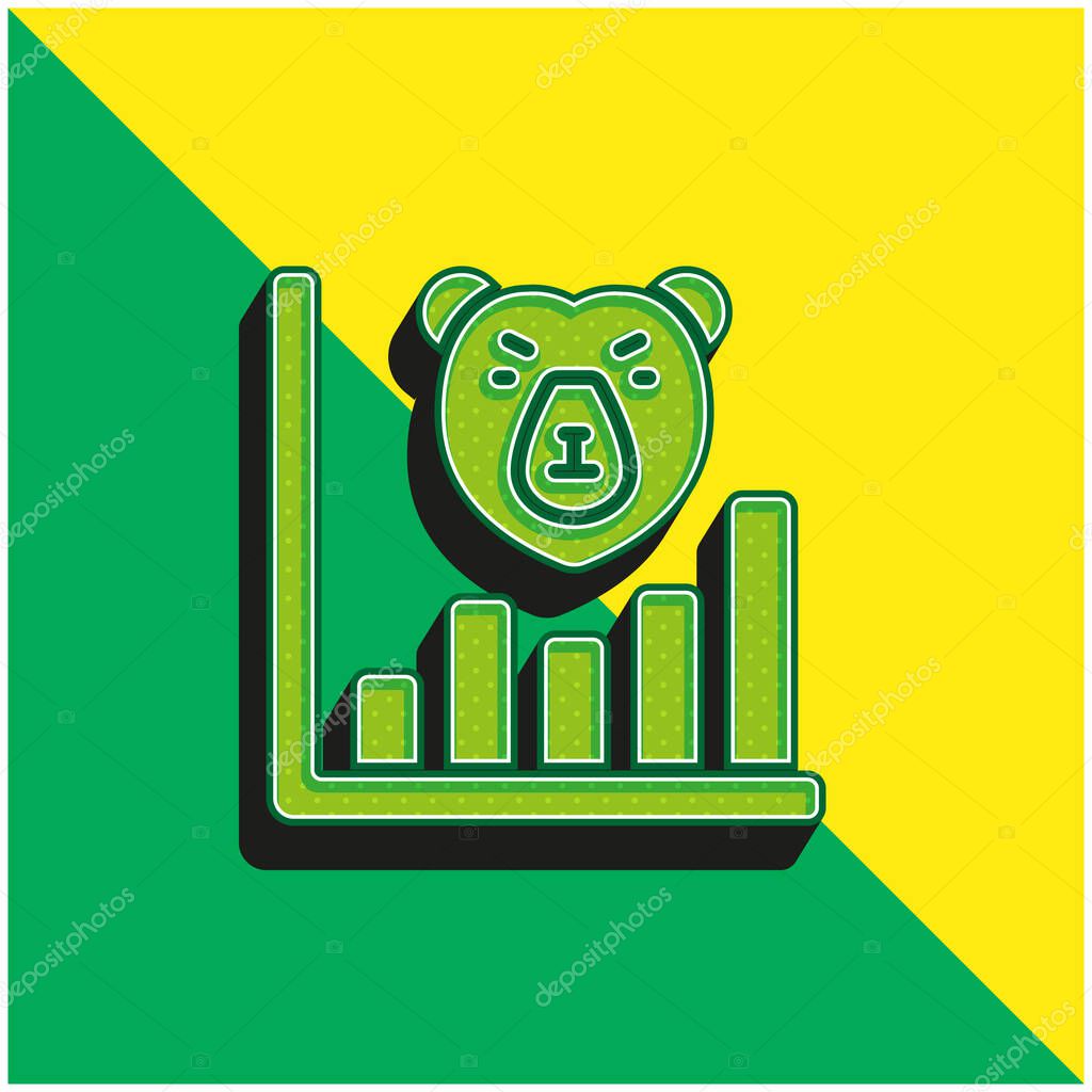 Bear Market Green and yellow modern 3d vector icon logo