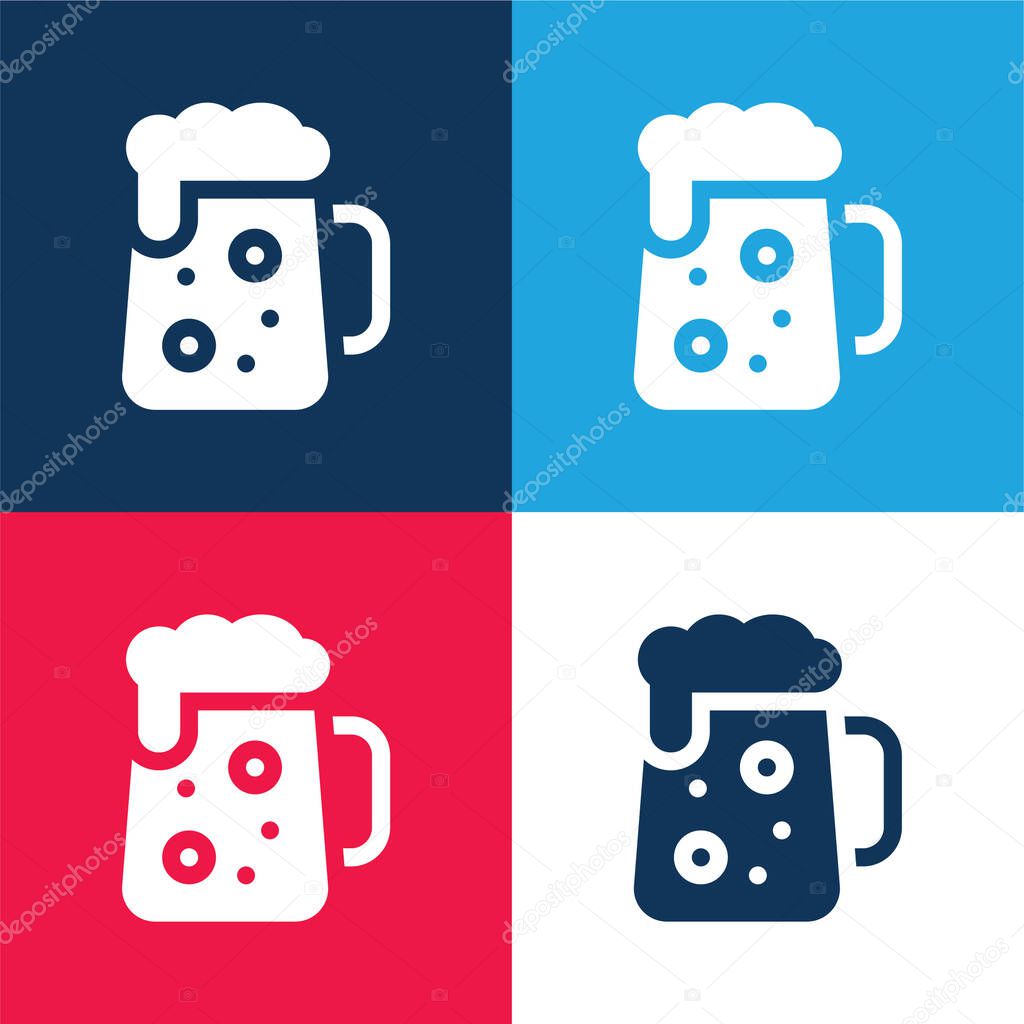 Beer blue and red four color minimal icon set