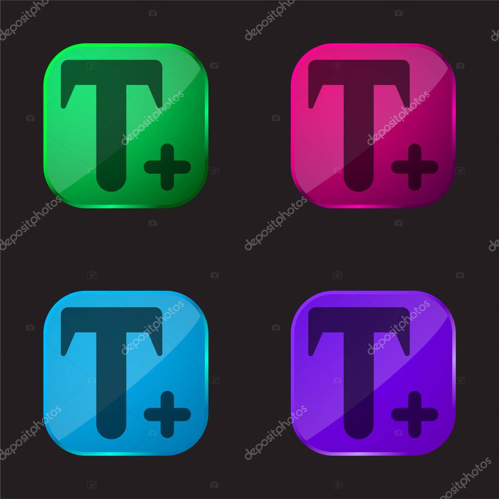 Add Text four color glass button icon