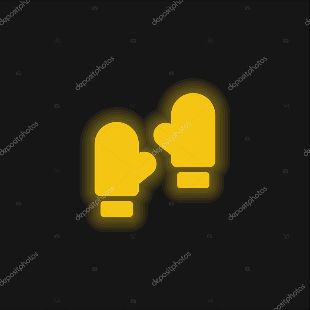 Boxing yellow glowing neon icon