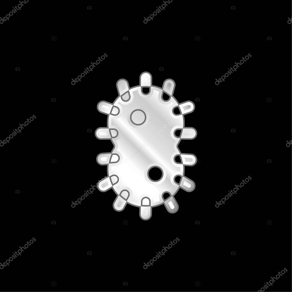 Bacteria silver plated metallic icon