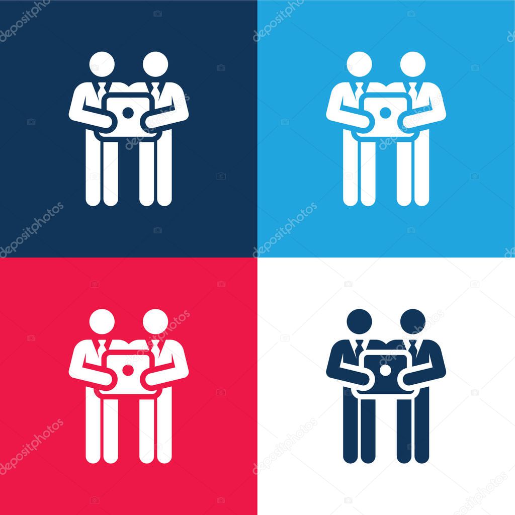 Brainstorming blue and red four color minimal icon set