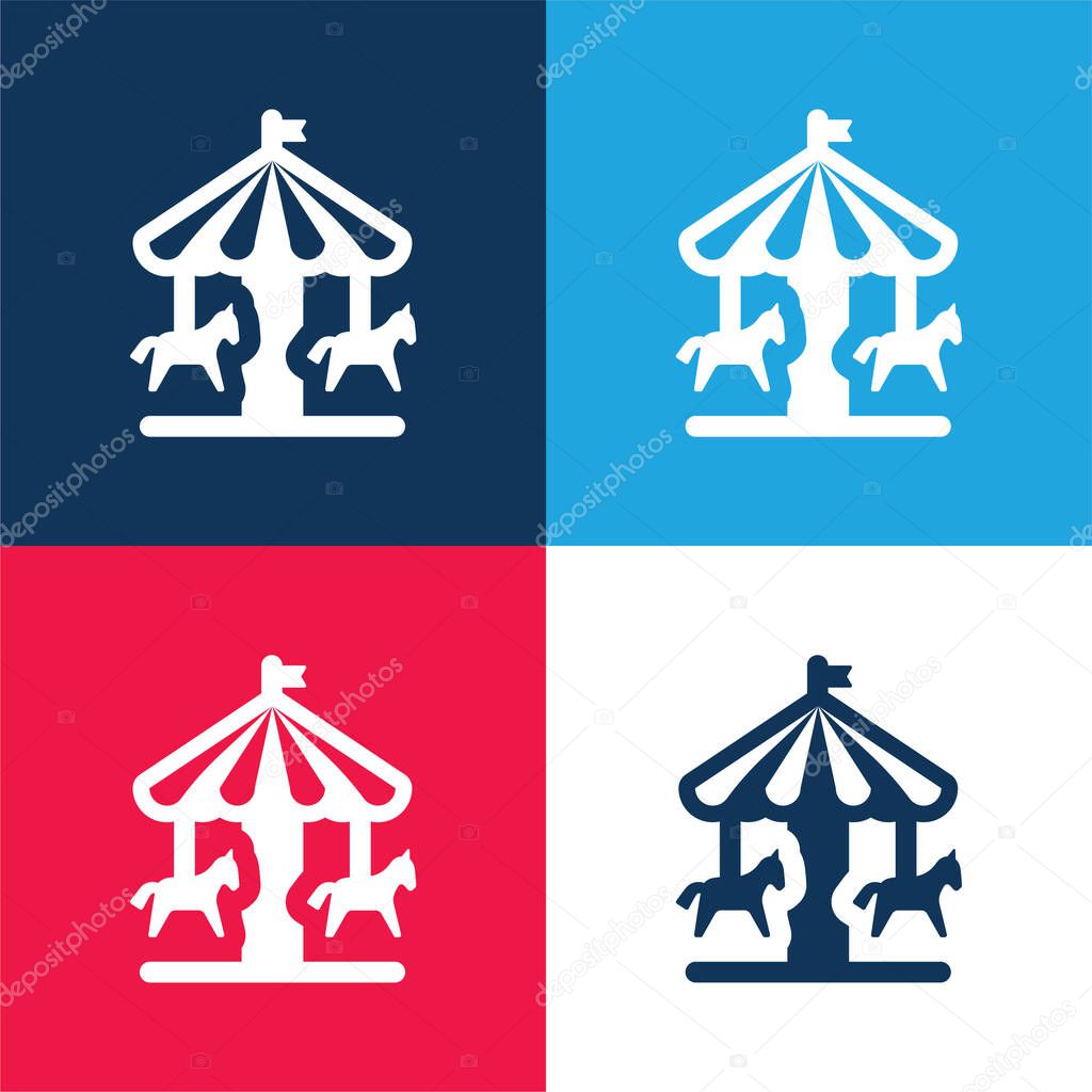 Amusement Park blue and red four color minimal icon set
