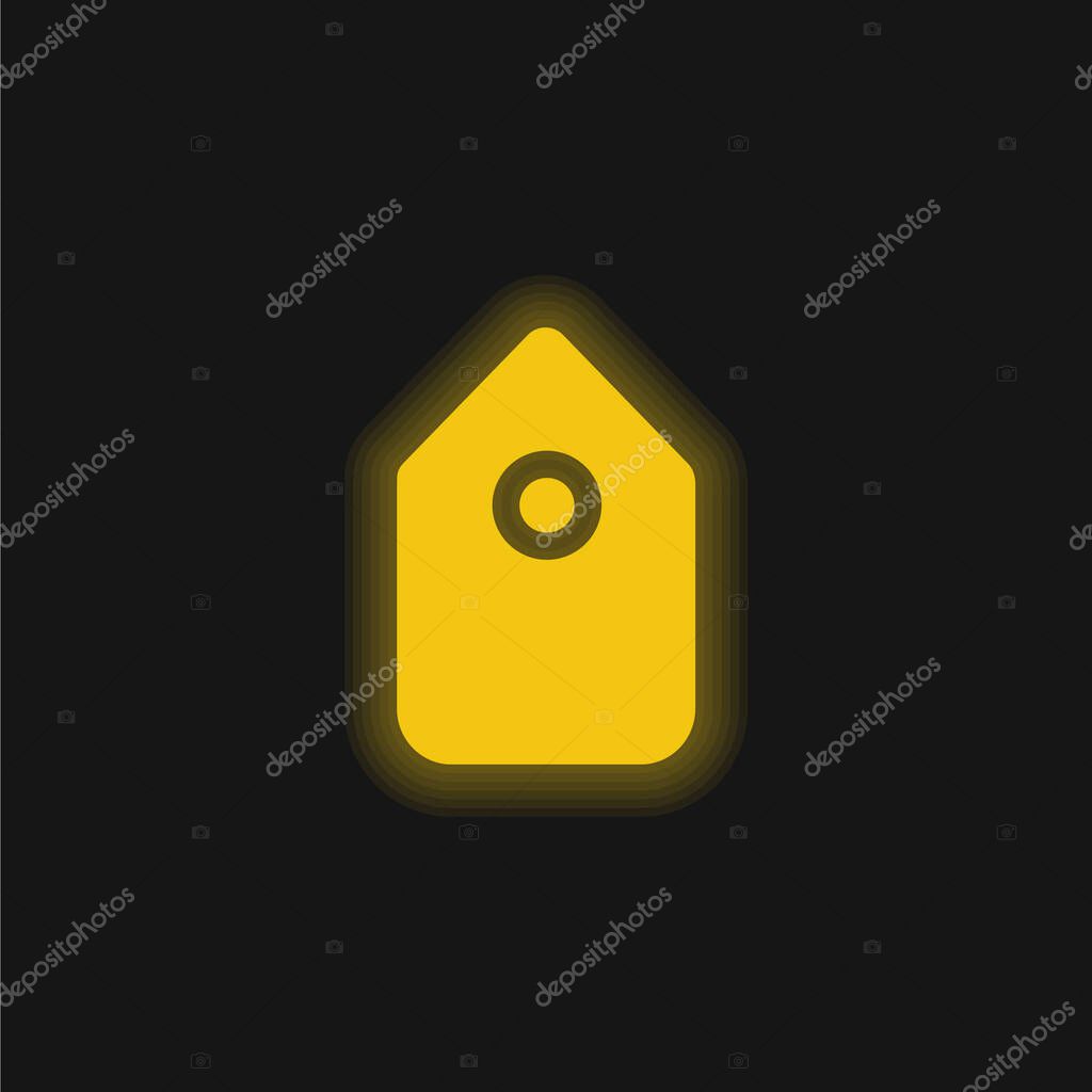 Black Tag Interface Symbol In Vertical Position yellow glowing neon icon