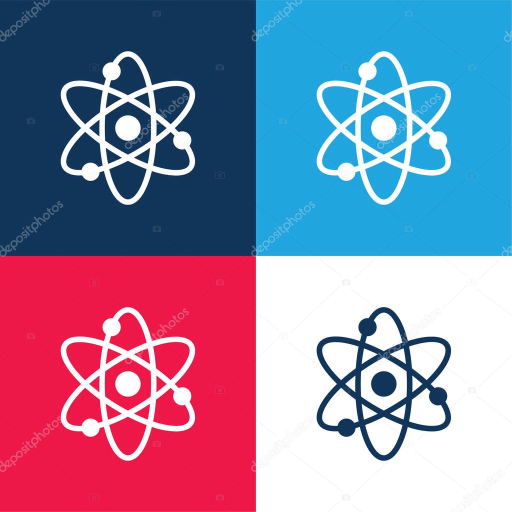 Atomic blue and red four color minimal icon set