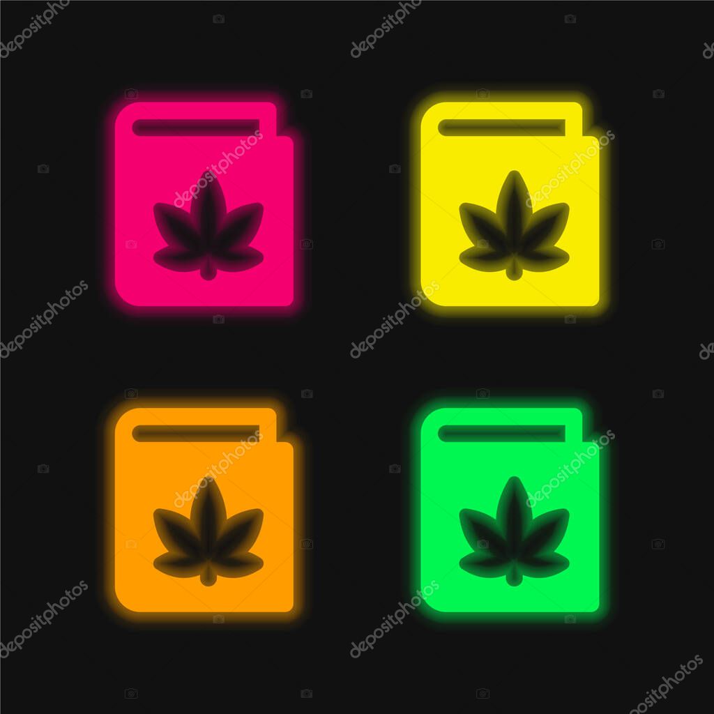 Book four color glowing neon vector icon