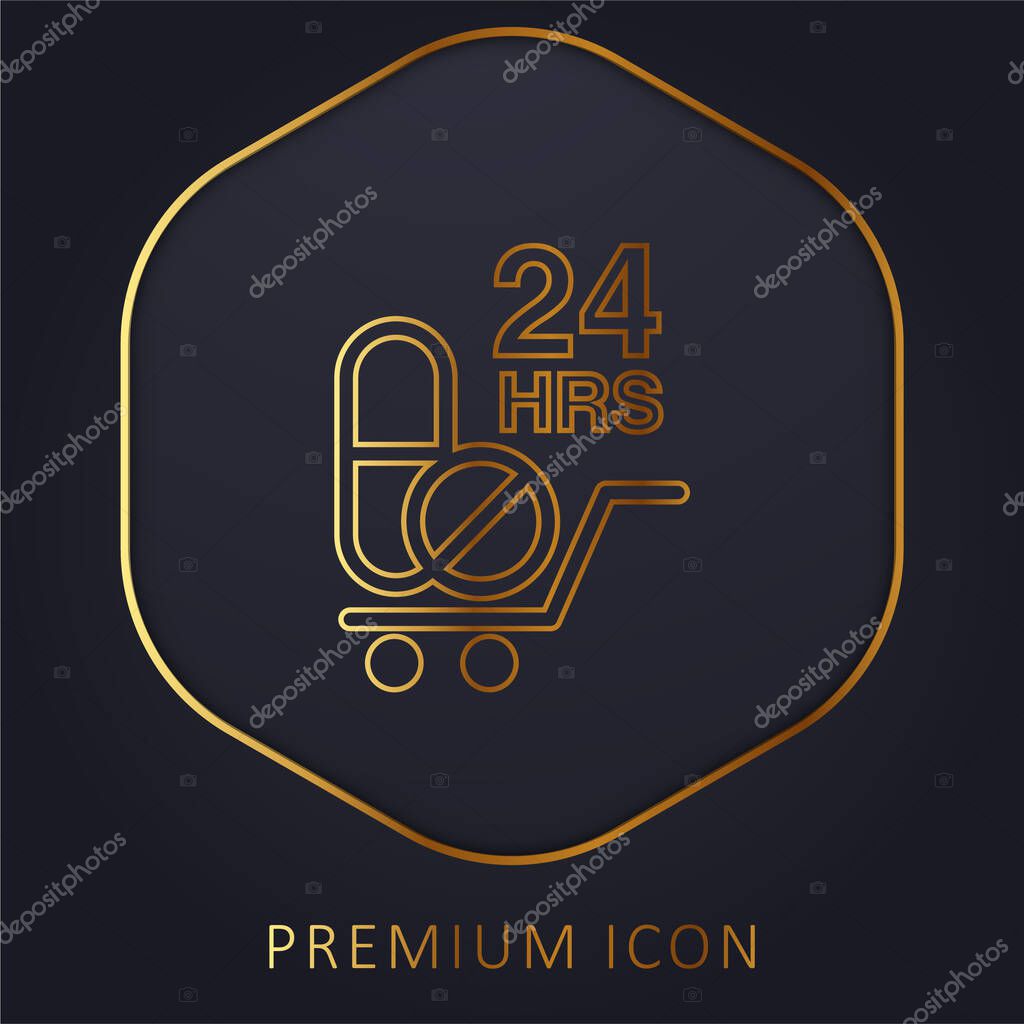 24 Hours Drugs Delivery golden line premium logo or icon