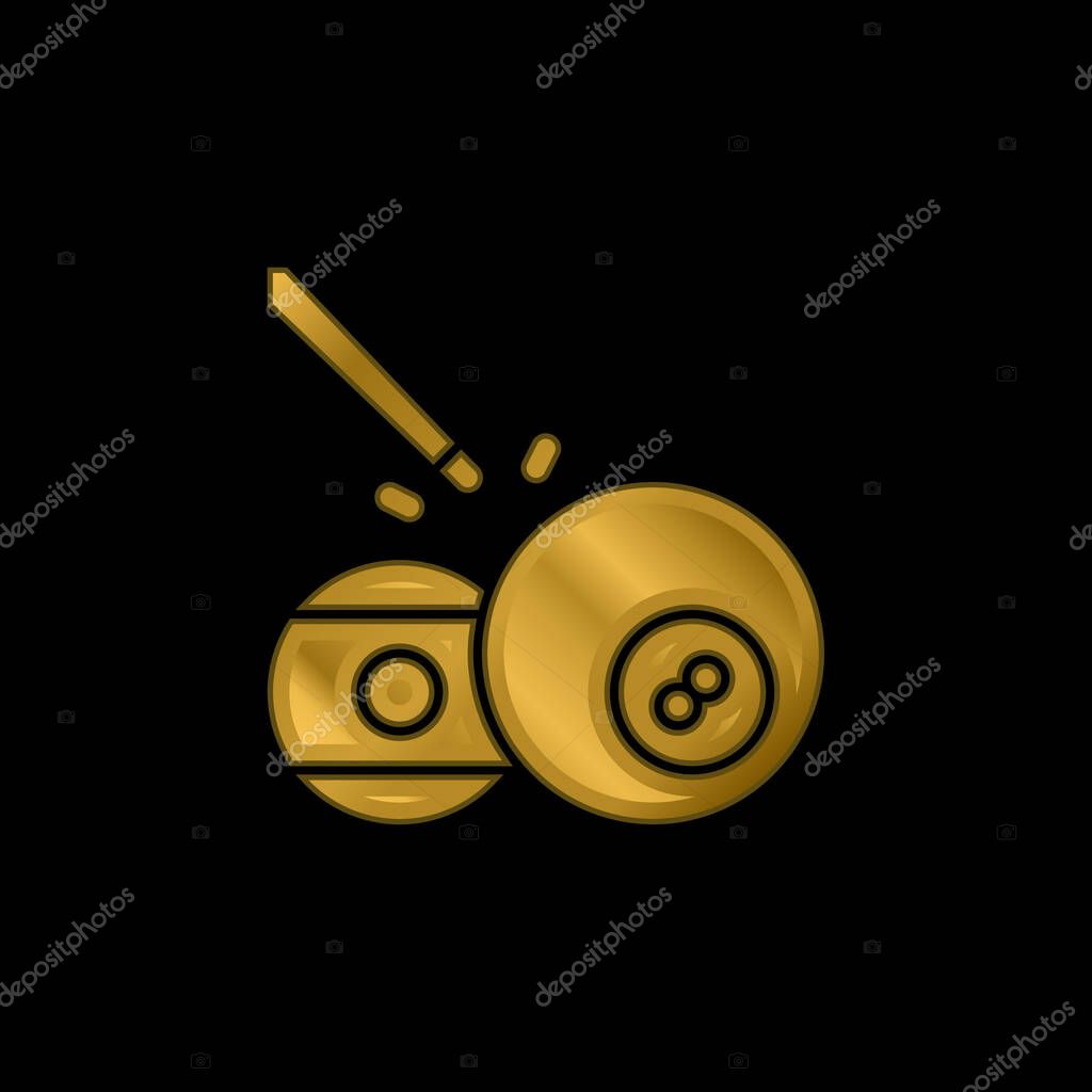 Ball Pool gold plated metalic icon or logo vector