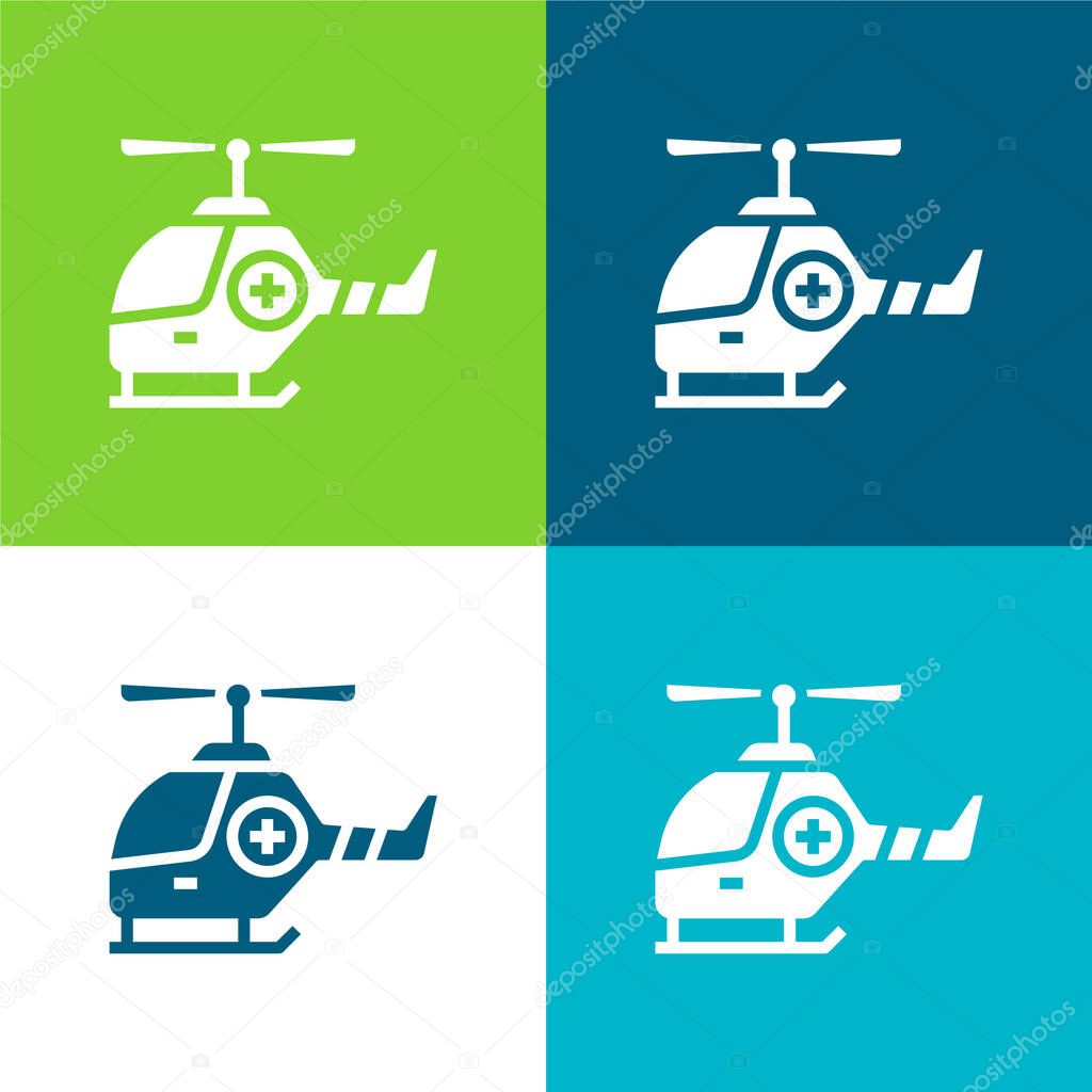 Air Ambulance Flat four color minimal icon set