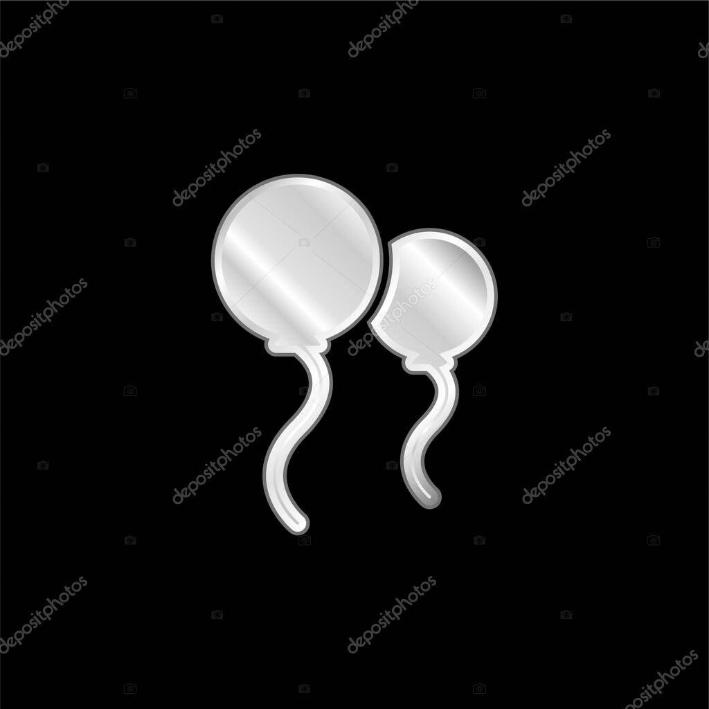 Balloons silver plated metallic icon