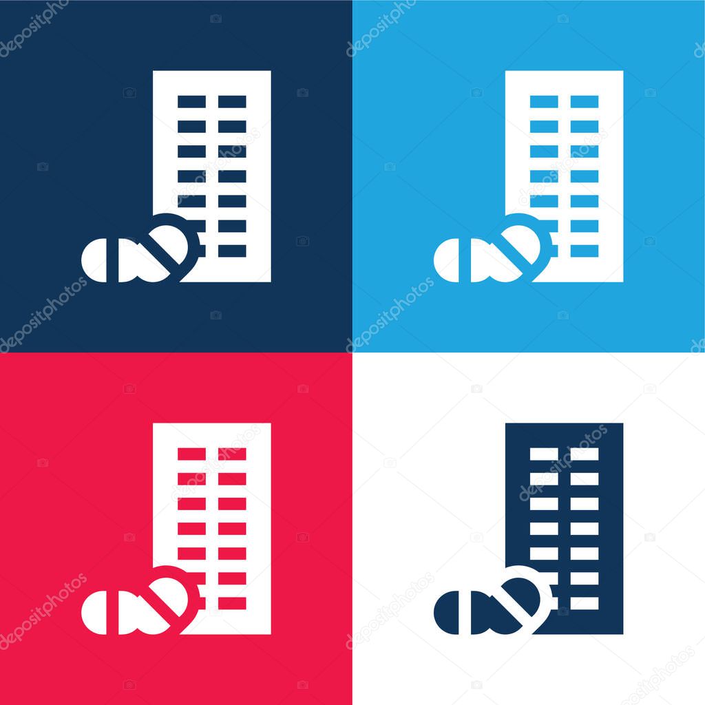 Blister blue and red four color minimal icon set