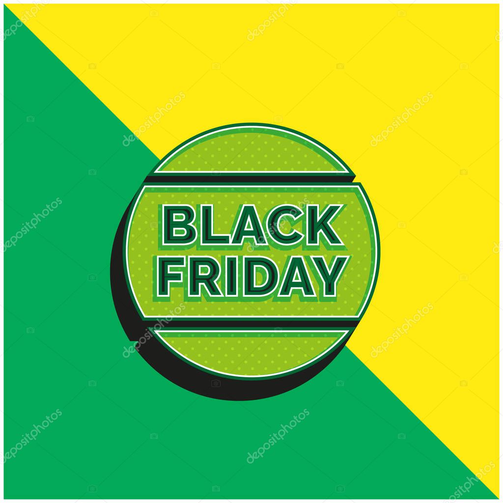 Black Friday Green and yellow modern 3d vector icon logo