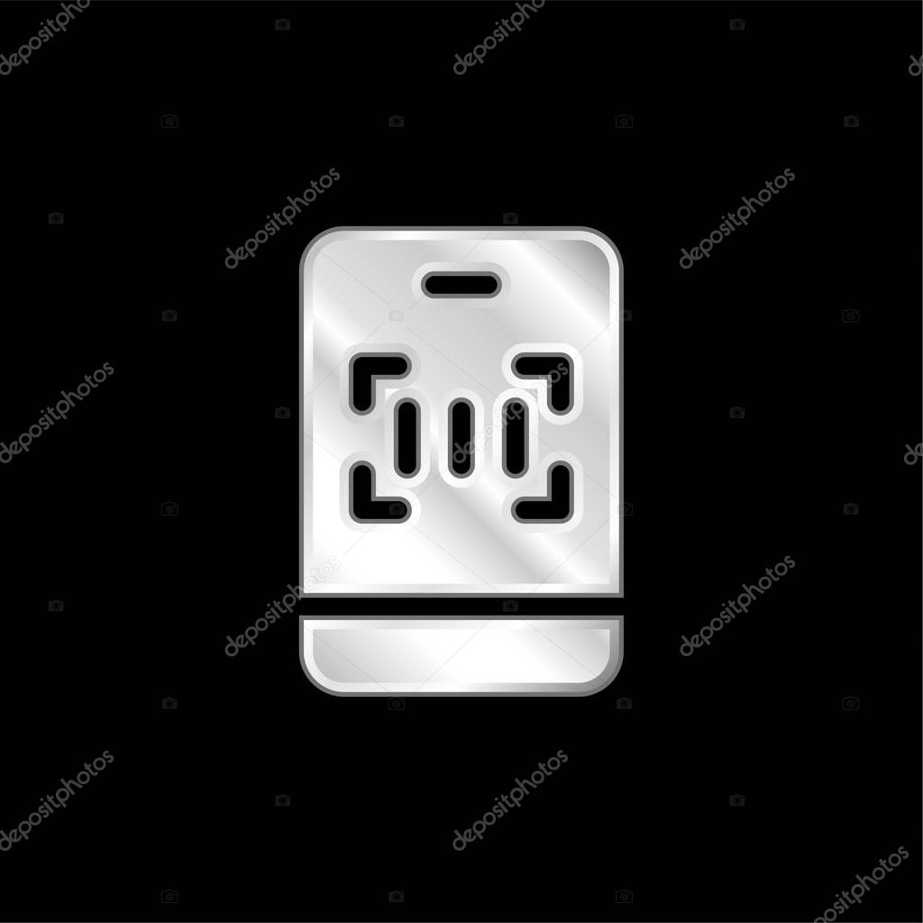 Barcode silver plated metallic icon