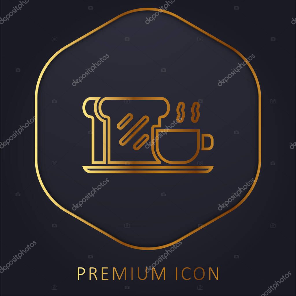 Breakfast golden line premium logo or icon