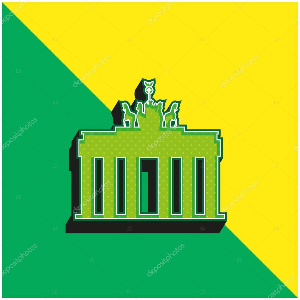 Brandenburg Gate Green and yellow modern 3d vector icon logo