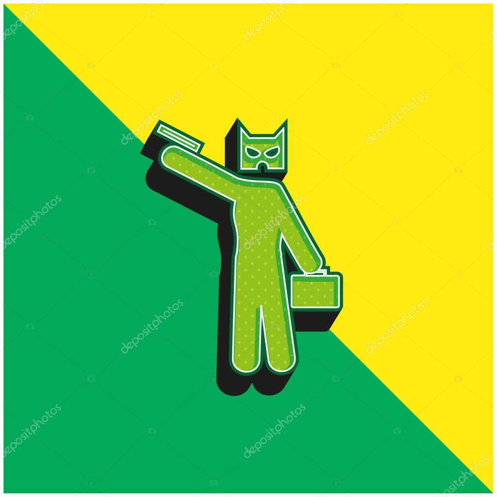 Bank Robbery Green and yellow modern 3d vector icon logo