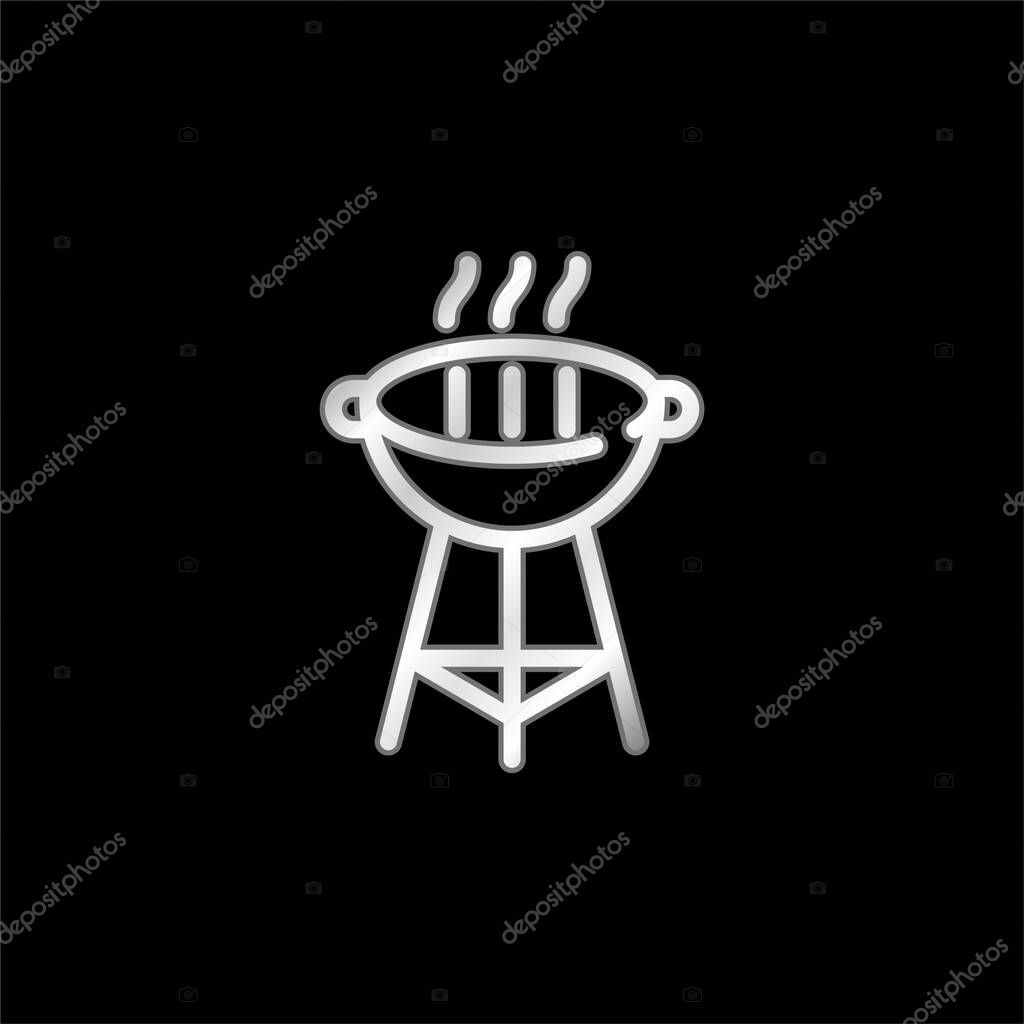 Barbecue Grill silver plated metallic icon