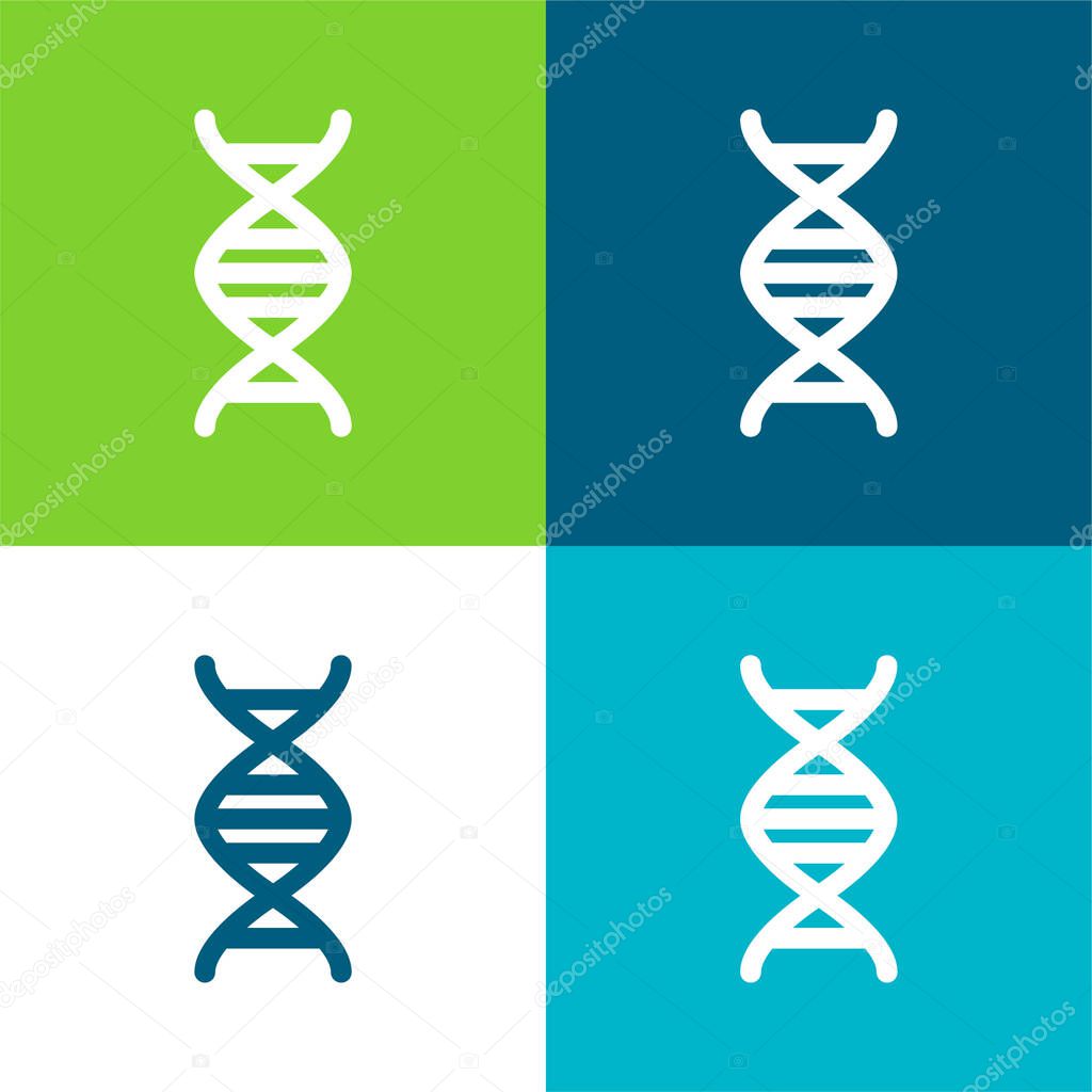 Biology Class Flat four color minimal icon set