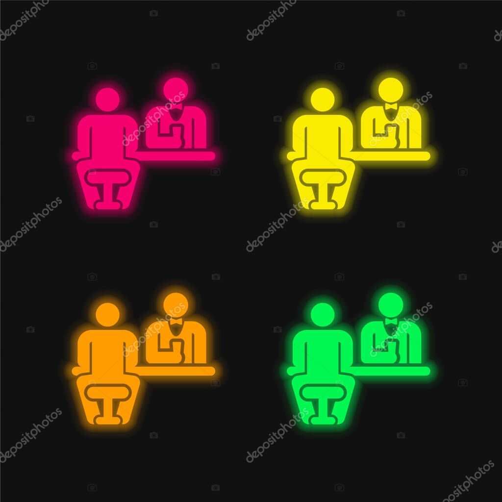 Bar four color glowing neon vector icon