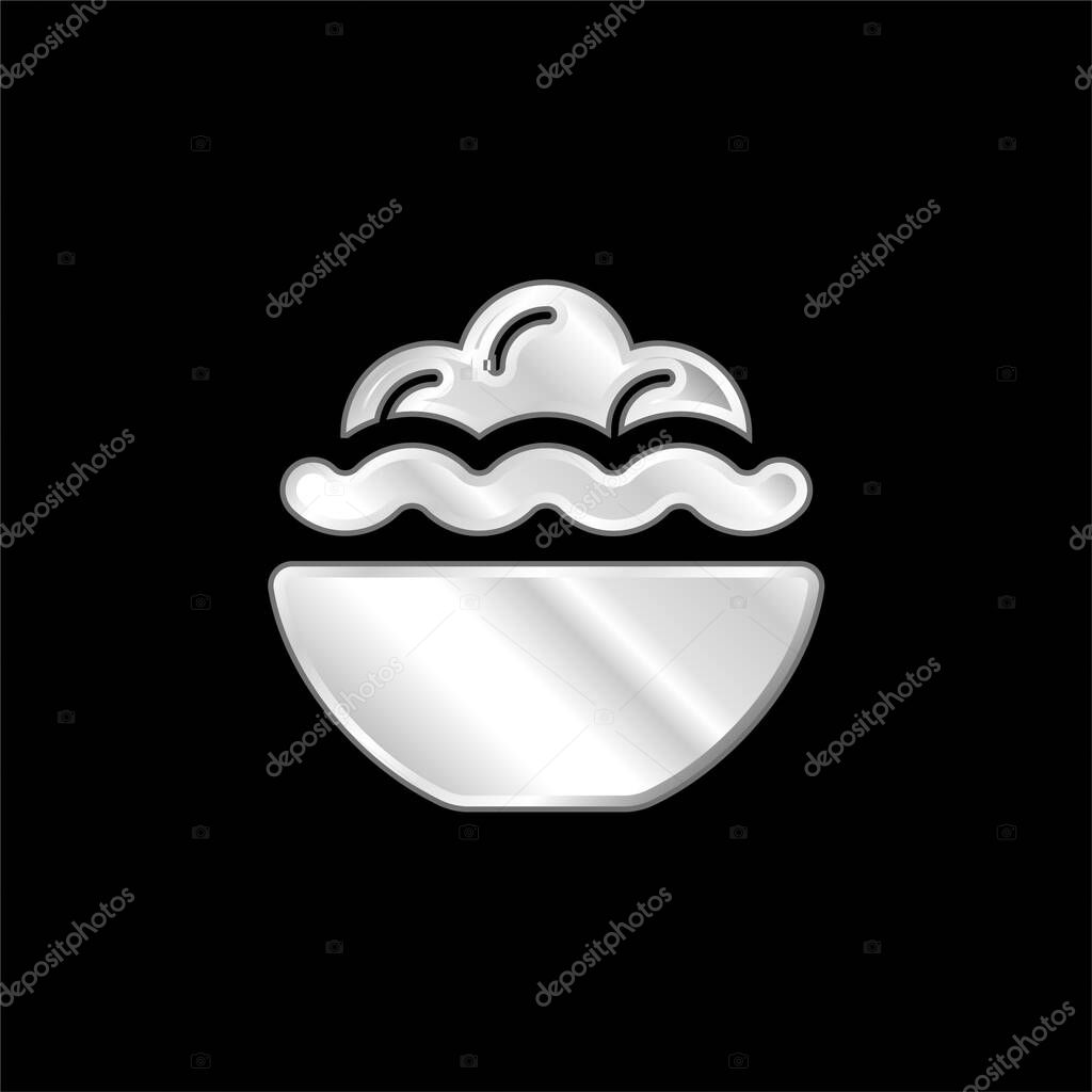 Bowl Full Of Food silver plated metallic icon