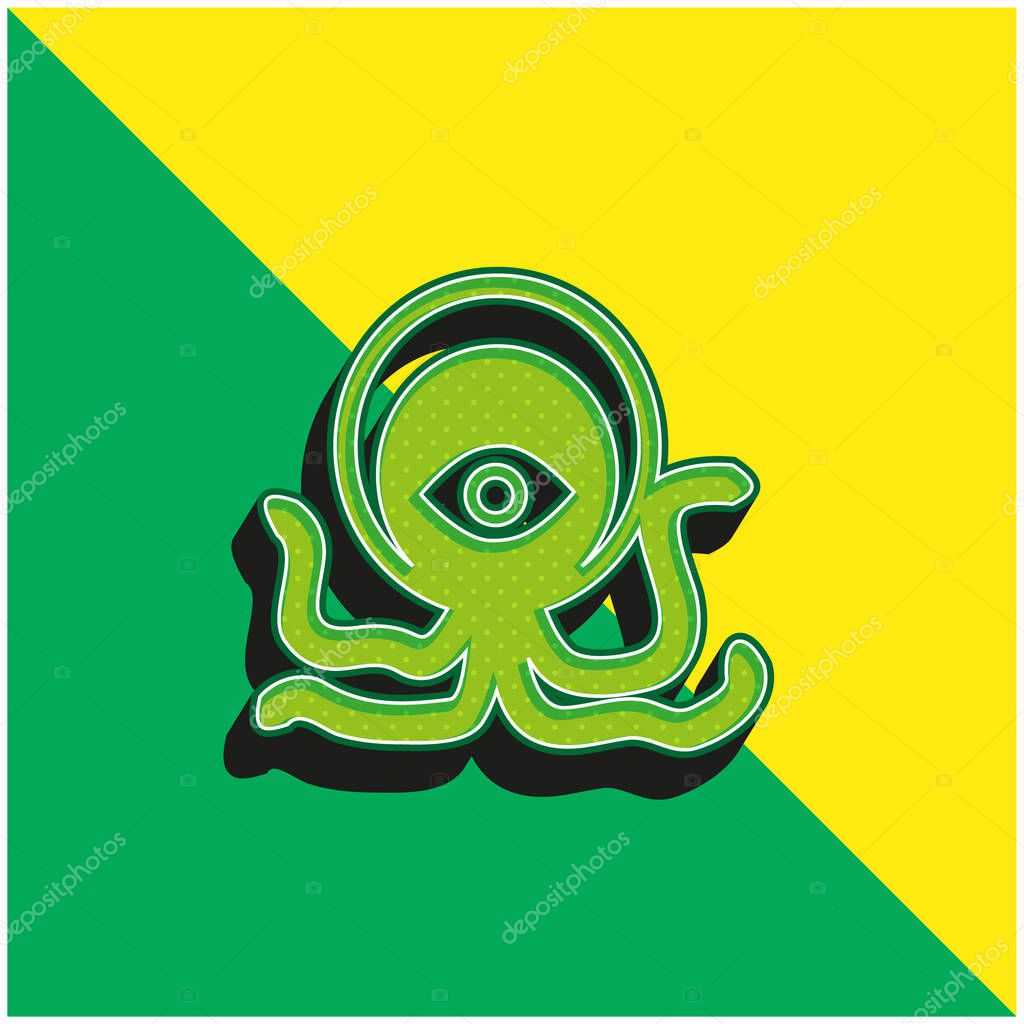 Alien Creature Green and yellow modern 3d vector icon logo