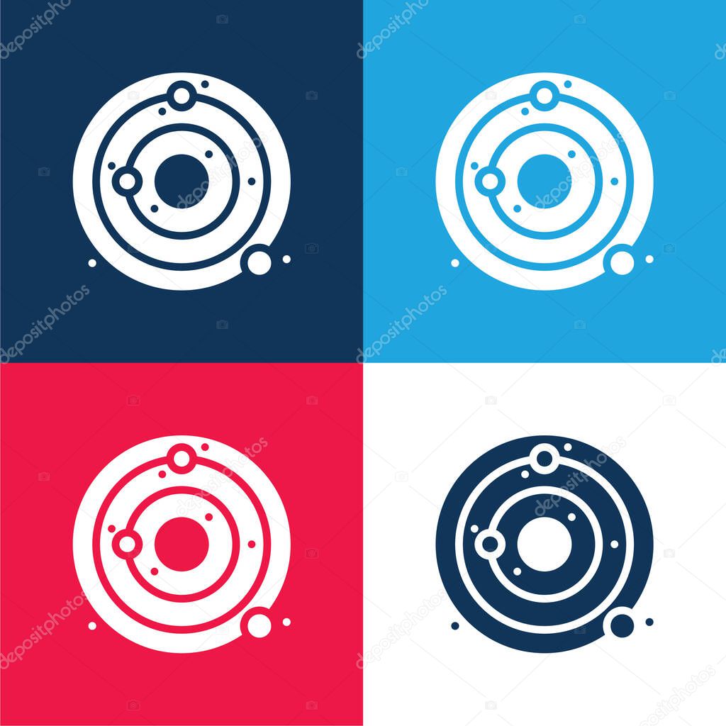Astronomy blue and red four color minimal icon set