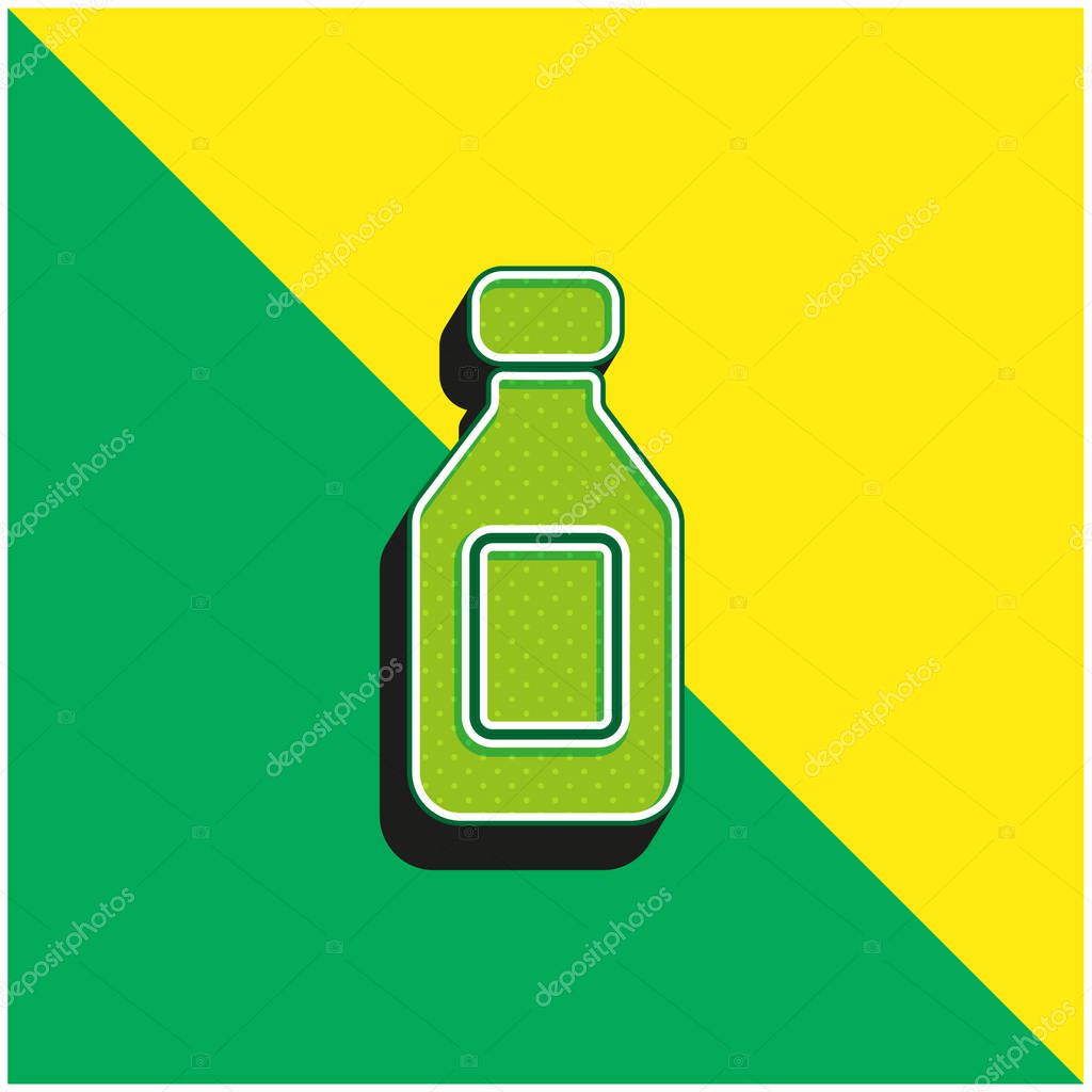 Bottle Green and yellow modern 3d vector icon logo