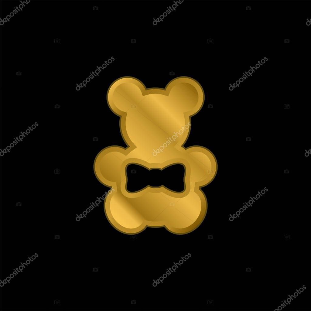 Bear gold plated metalic icon or logo vector