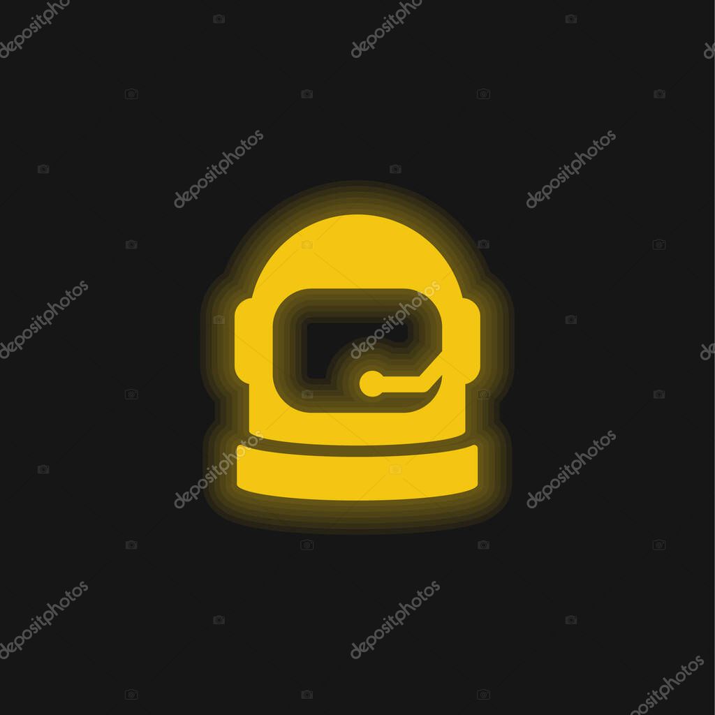 Astronaut Helmet yellow glowing neon icon