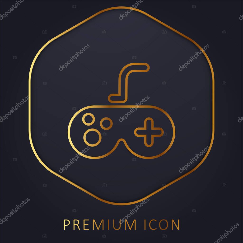 Antique Gamepad golden line premium logo or icon