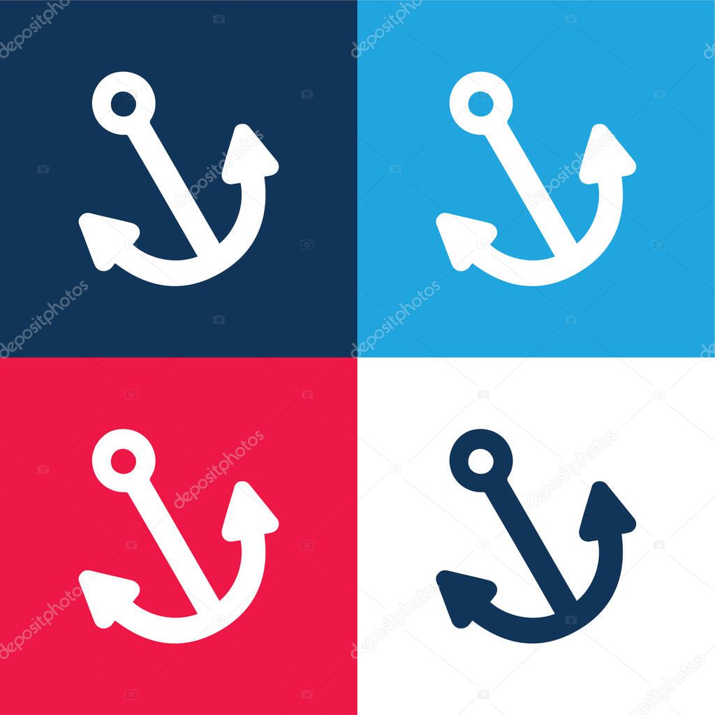 Anchor blue and red four color minimal icon set