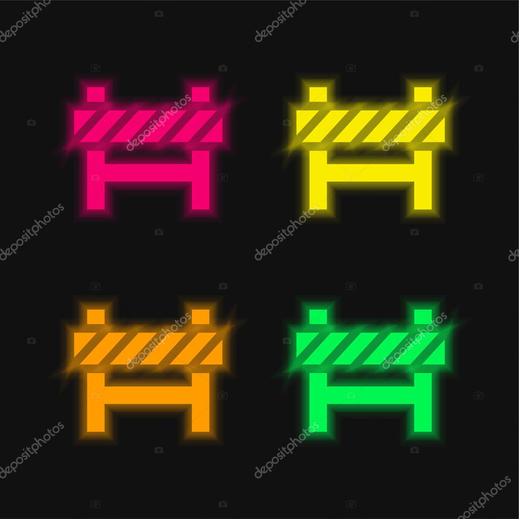 Barrier four color glowing neon vector icon