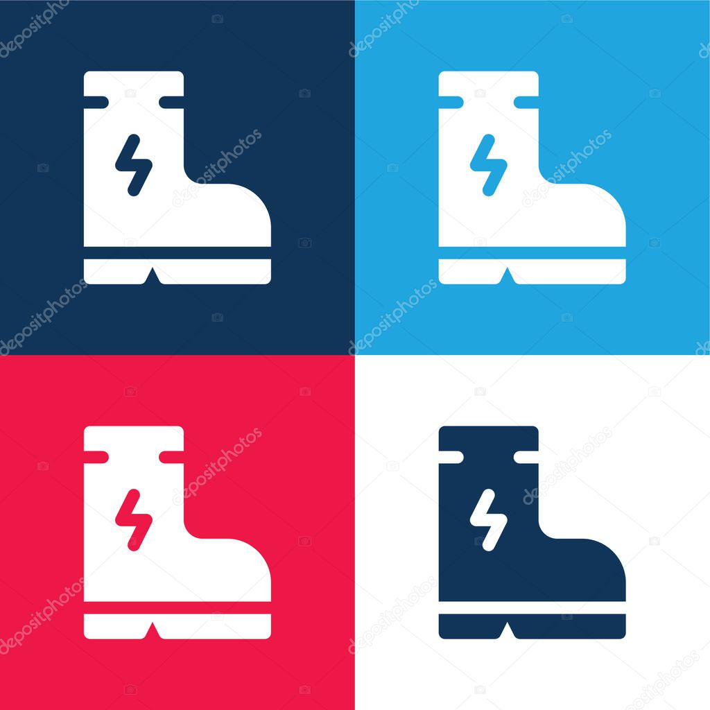 Boot blue and red four color minimal icon set