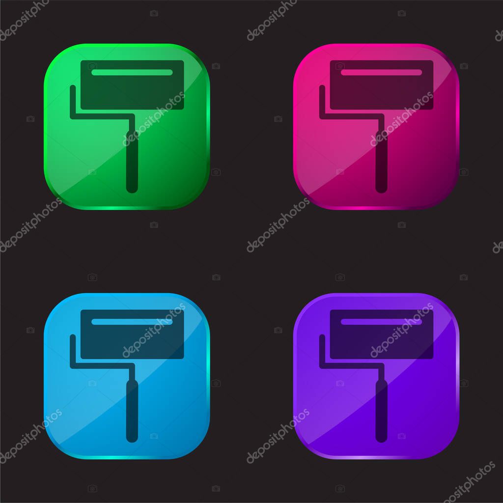 Big Paint Roller With Shine four color glass button icon