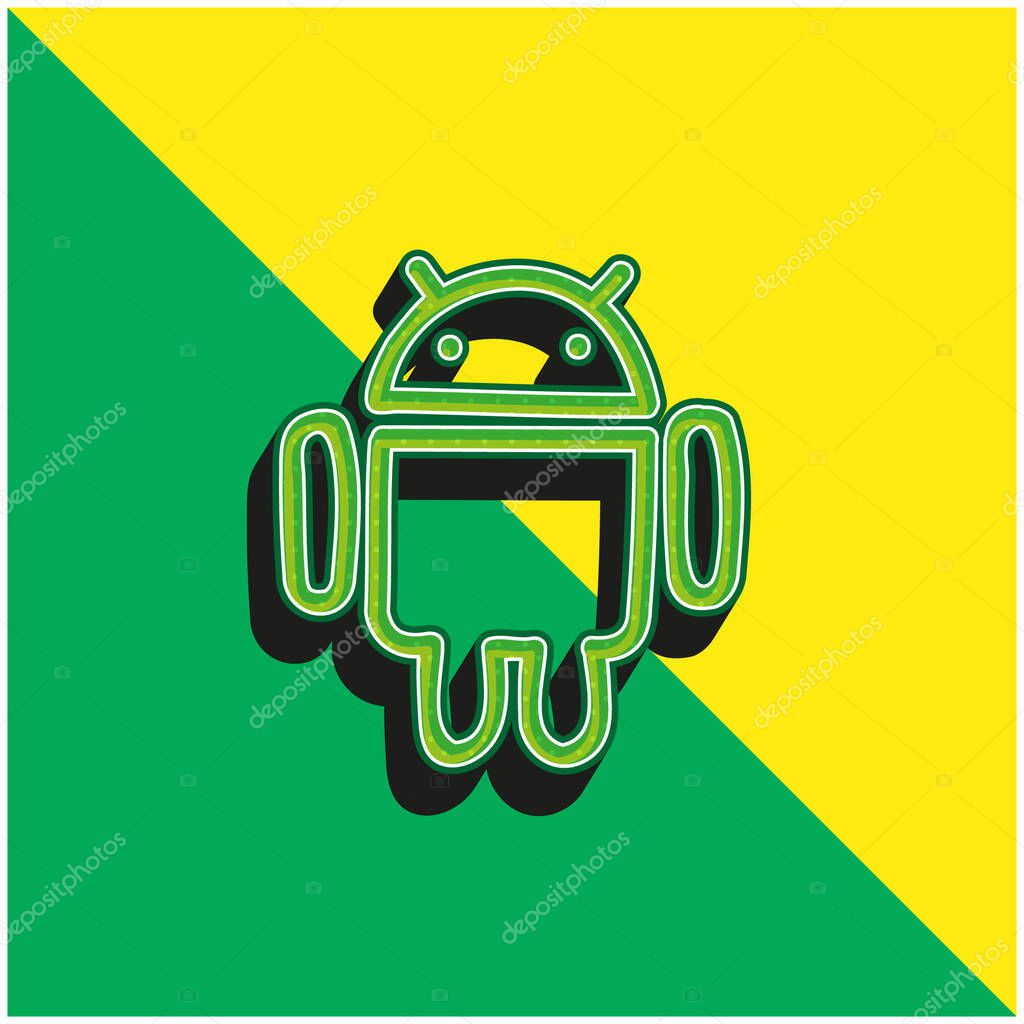Android Hand Drawn Logo Outline Green and yellow modern 3d vector icon logo