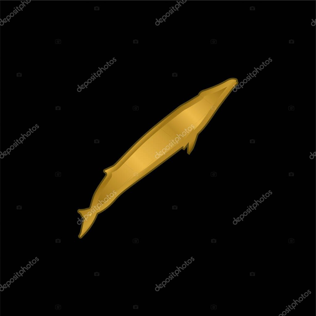 Blue Whale Shape gold plated metalic icon or logo vector