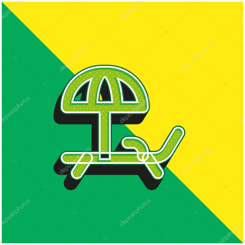 Beach Chair Green and yellow modern 3d vector icon logo