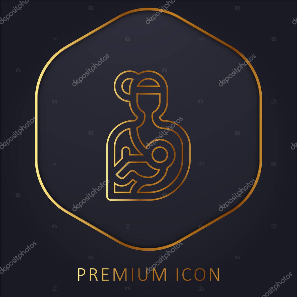 Breastfeeding golden line premium logo or icon